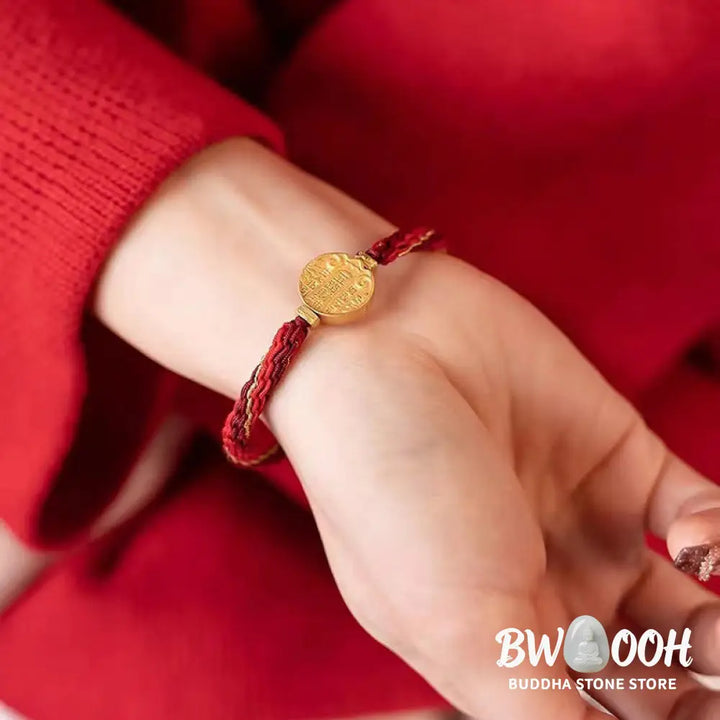 Buddha Stones Five Directions Gods of Wealth Handmade Reincarnation Knot Protection String Braid Bracelet - BWOOOH