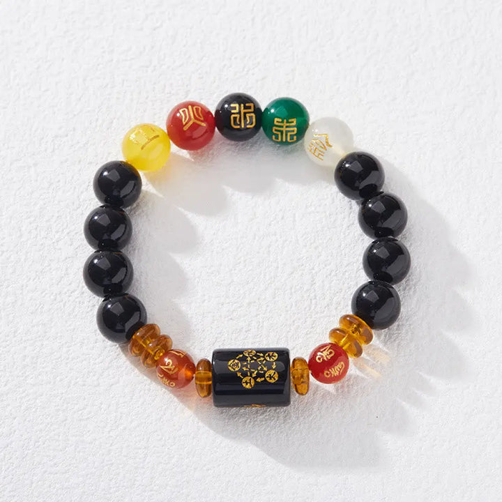 BWOOOH Five Elements Black Onyx Red Agate Wisdom Wealth Bracelet - BWOOOH - 10mm Black Onyx(Wrist Circumference: