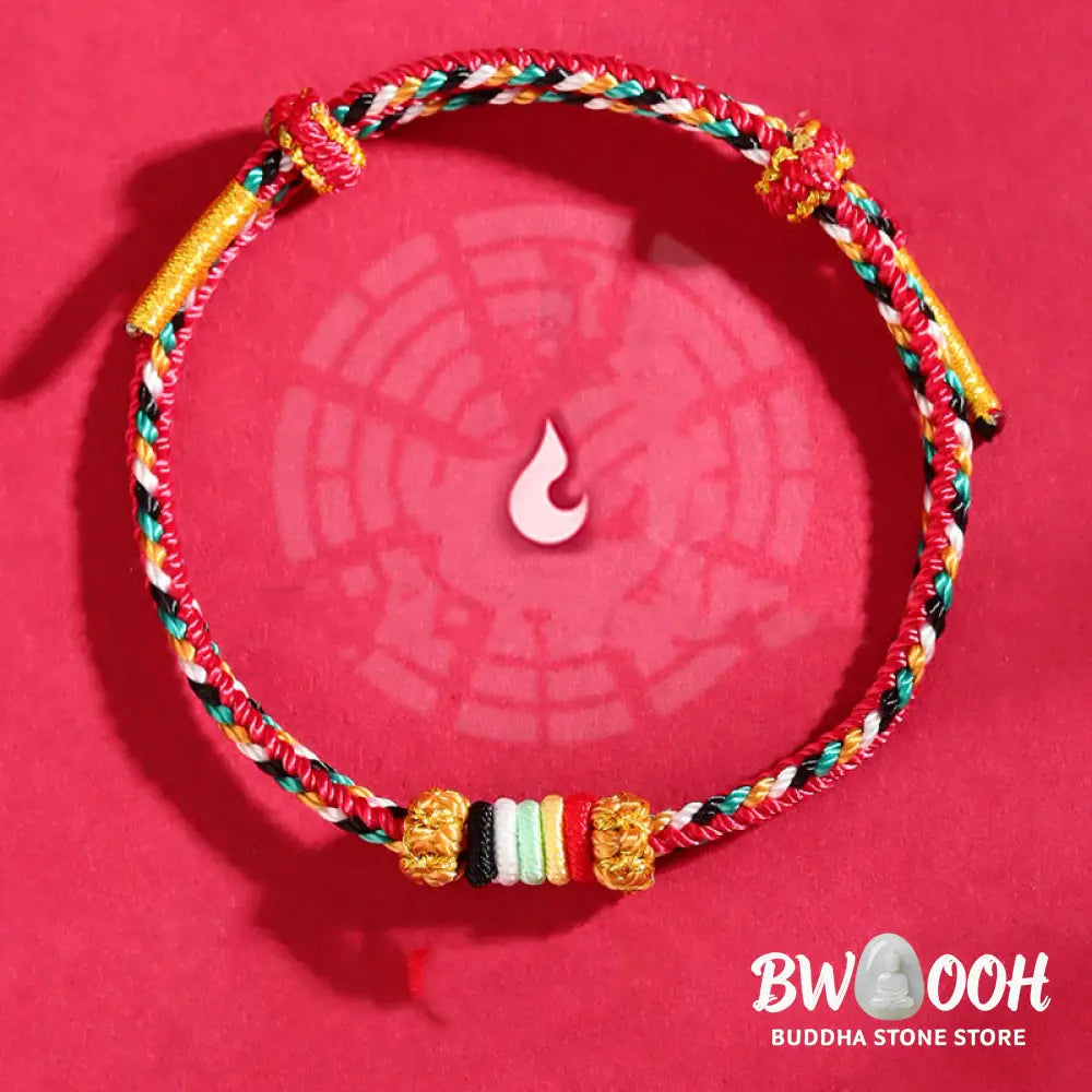 Buddha Stones Five Elements Colorful String Completeness Knot Reef Knot Braid Luck Bracelet - BWOOOH - Bracelet