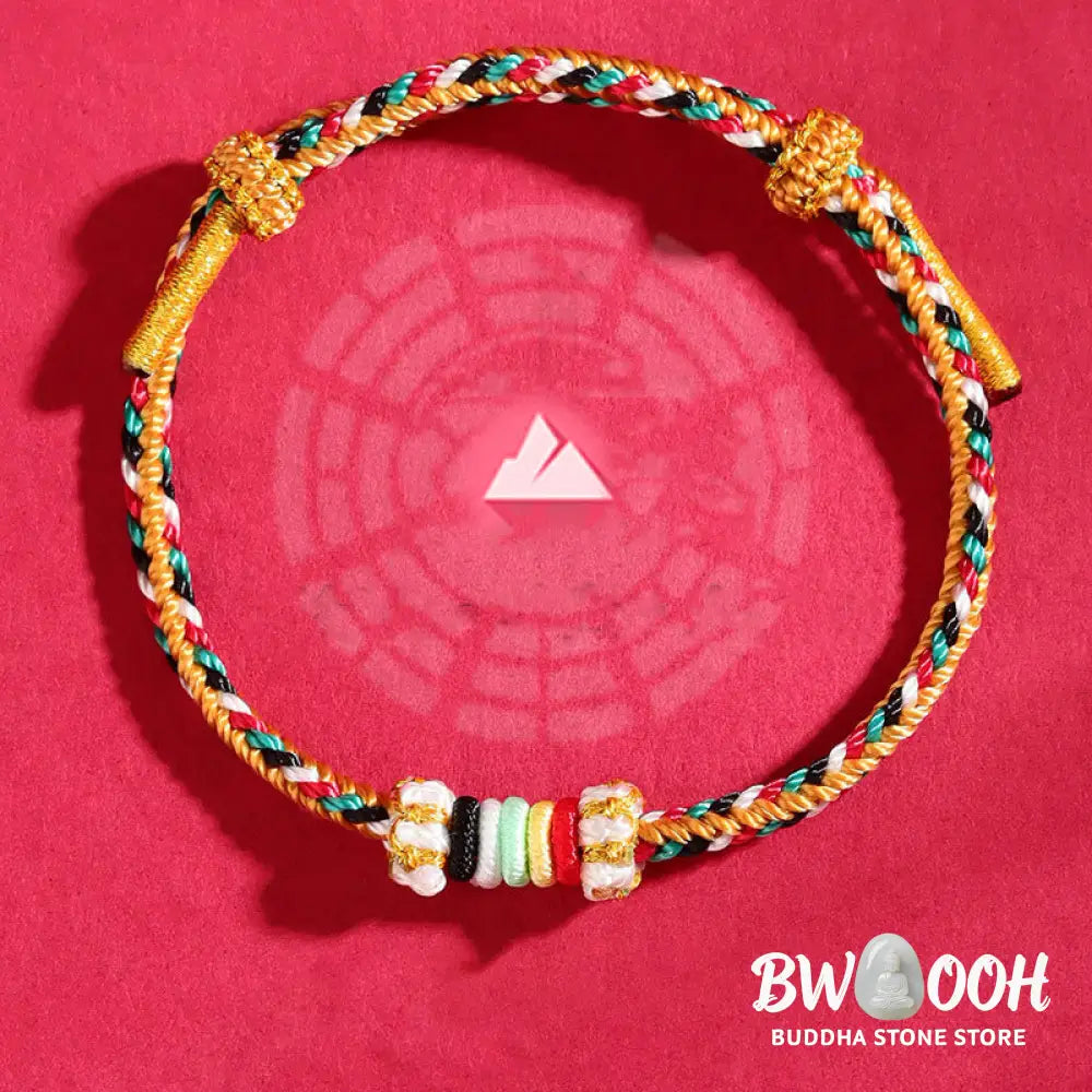 Buddha Stones Five Elements Colorful String Completeness Knot Reef Knot Braid Luck Bracelet - BWOOOH - Bracelet
