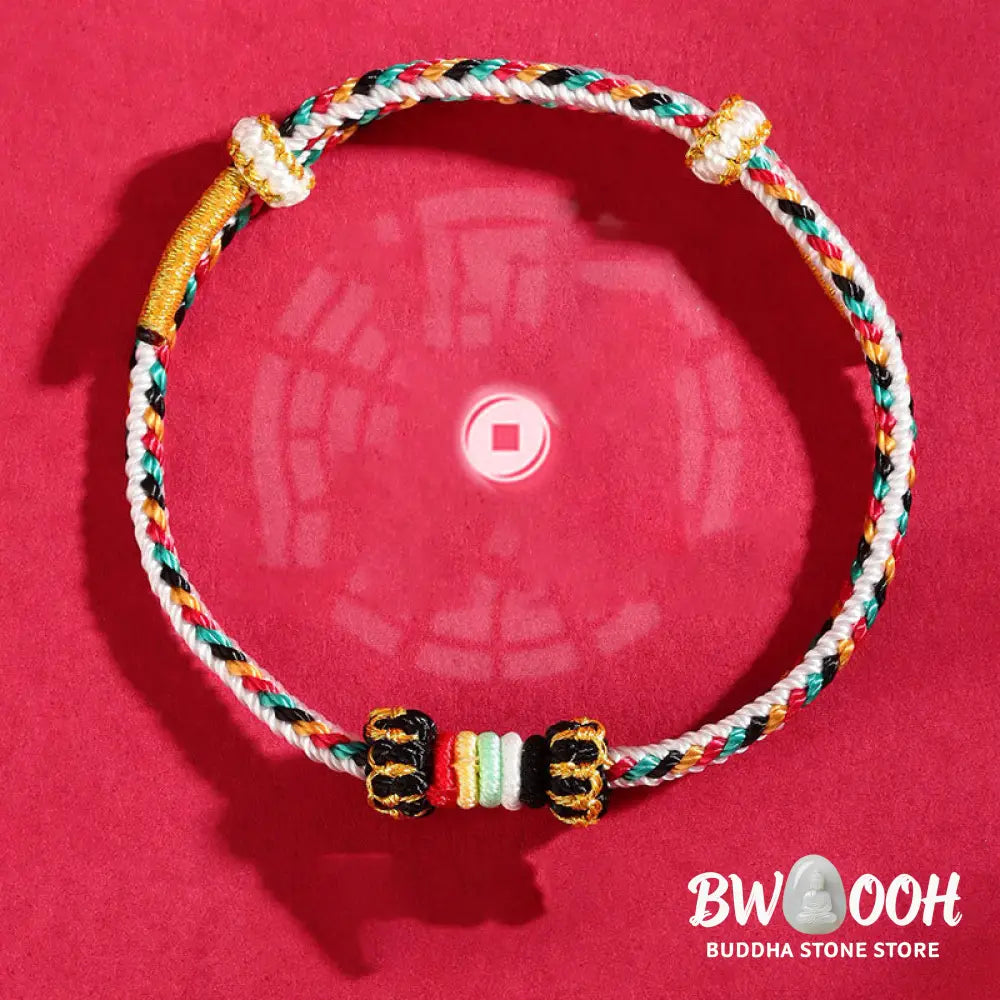 Buddha Stones Five Elements Colorful String Completeness Knot Reef Knot Braid Luck Bracelet - BWOOOH - Bracelet