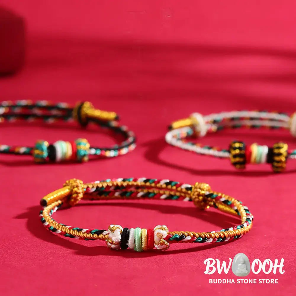 Buddha Stones Five Elements Colorful String Completeness Knot Reef Knot Braid Luck Bracelet - BWOOOH - Bracelet
