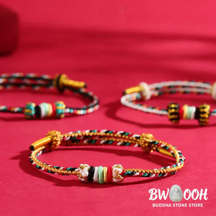 Buddha Stones Five Elements Colorful String Completeness Knot Reef Knot Braid Luck Bracelet - BWOOOH - Bracelet