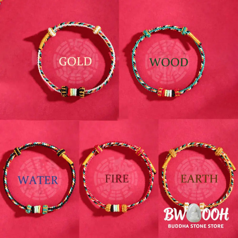 Buddha Stones Five Elements Colorful String Completeness Knot Reef Knot Braid Luck Bracelet - BWOOOH - Bracelet