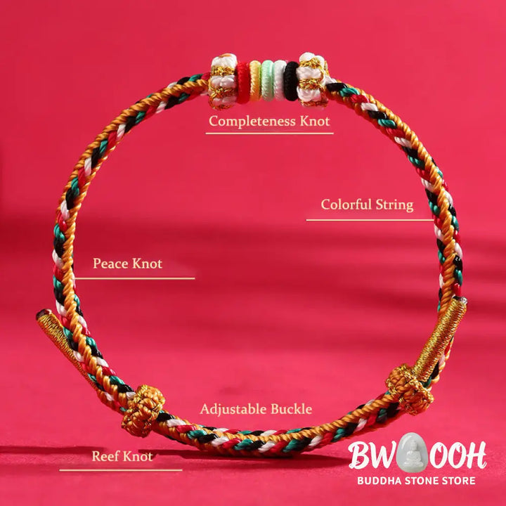 Buddha Stones Five Elements Colorful String Completeness Knot Reef Knot Braid Luck Bracelet - BWOOOH - Bracelet