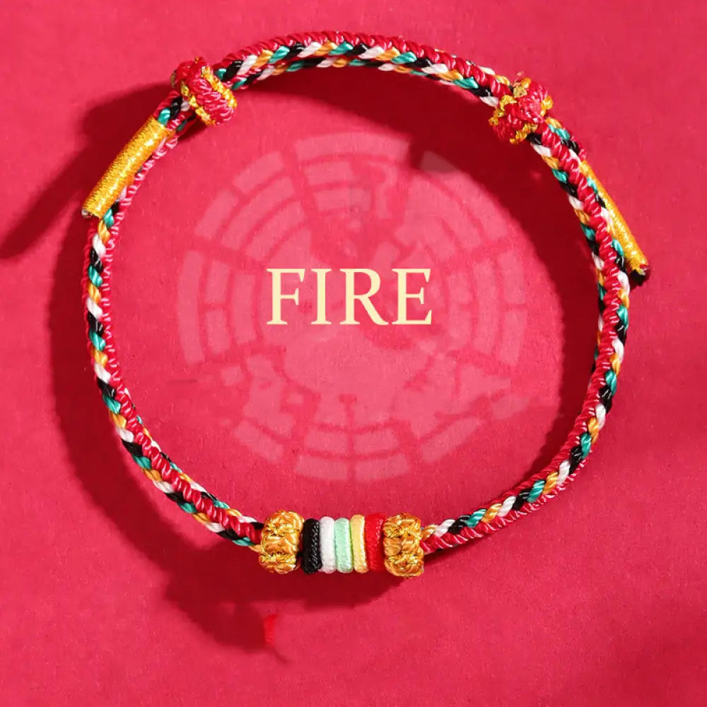 Buddha Stones Five Elements Colorful String Completeness Knot Reef Knot Braid Luck Bracelet - BWOOOH - Fire(Wrist