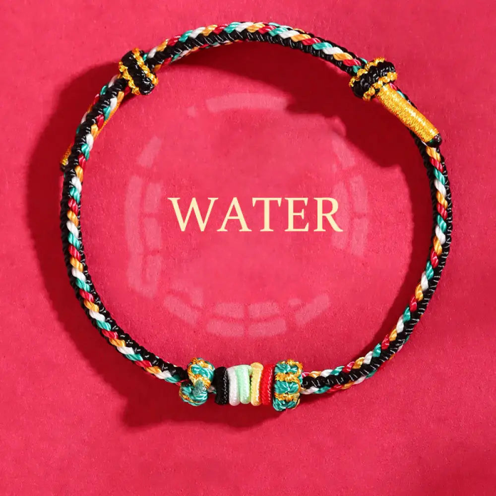 Buddha Stones Five Elements Colorful String Completeness Knot Reef Knot Braid Luck Bracelet - BWOOOH - Water(Wrist
