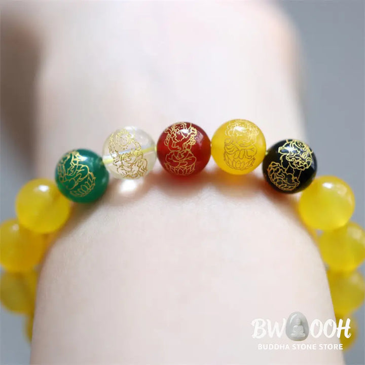 Buddha Stones Five Elements God of Wealth Various Agate Crystal Wealth Bracelet - Bracelet