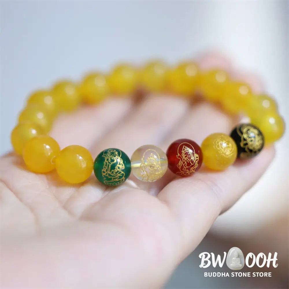 Buddha Stones Five Elements God of Wealth Various Agate Crystal Wealth Bracelet - Bracelet