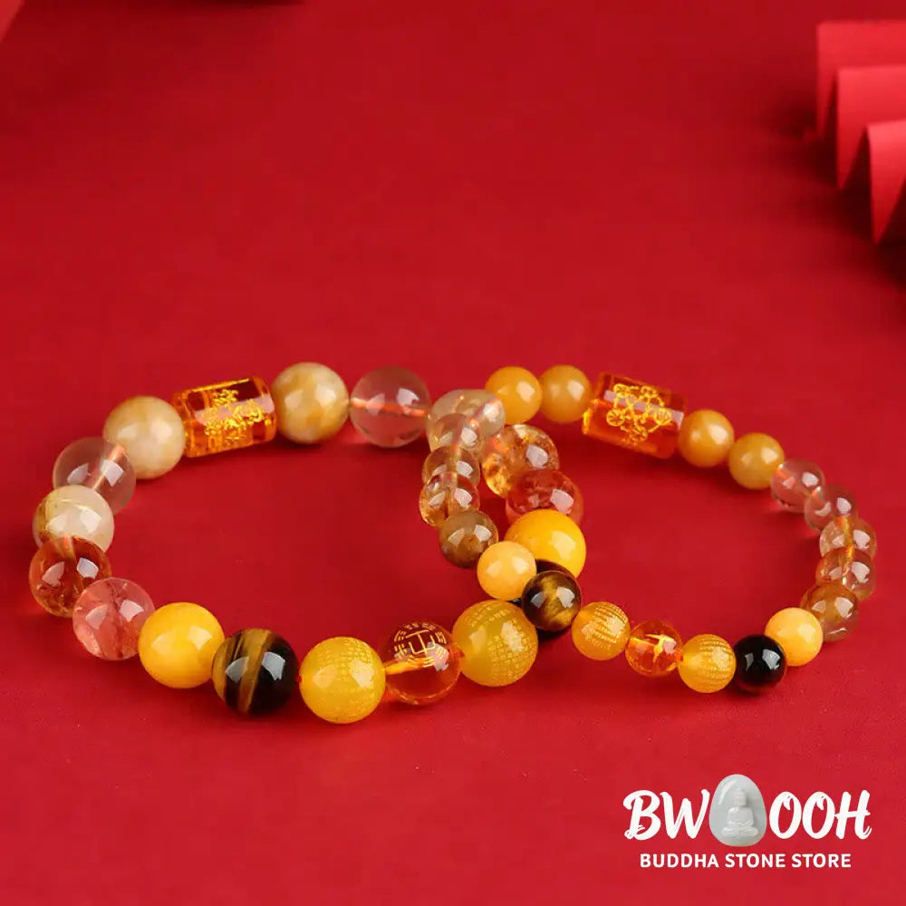 Buddha Stones Five Elements God Of Wealth Various Crystal Agate Wealth Luck Bracelet - BWOOOH - Bracelet