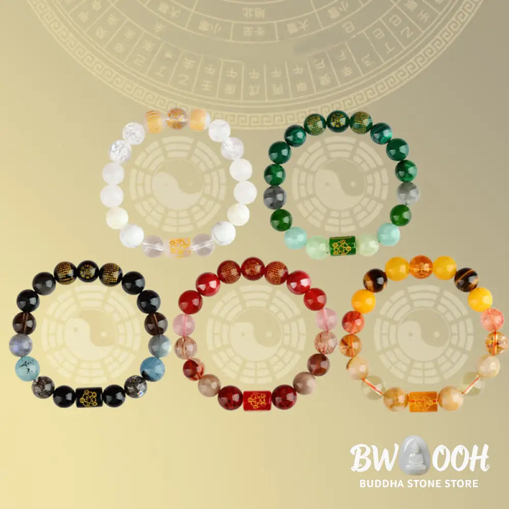 Buddha Stones Five Elements God Of Wealth Various Crystal Agate Wealth Luck Bracelet - BWOOOH - Bracelet