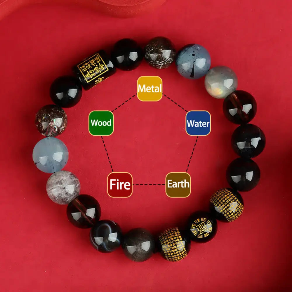 BWOOOH Five Elements God Of Wealth Various Crystal Agate Wealth Luck Bracelet - BWOOOH - Bracelet