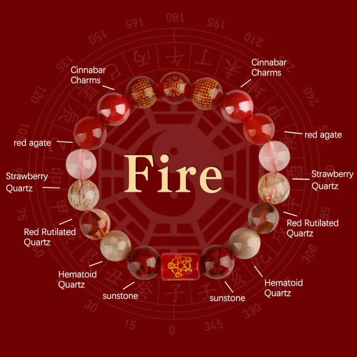 Buddha Stones Five Elements God Of Wealth Various Crystal Agate Wealth Luck Bracelet - BWOOOH - Fire(8mm) - Bracelet