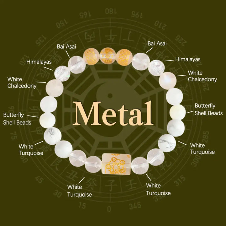 Buddha Stones Five Elements God Of Wealth Various Crystal Agate Wealth Luck Bracelet - BWOOOH - Metal(10mm) - Bracelet