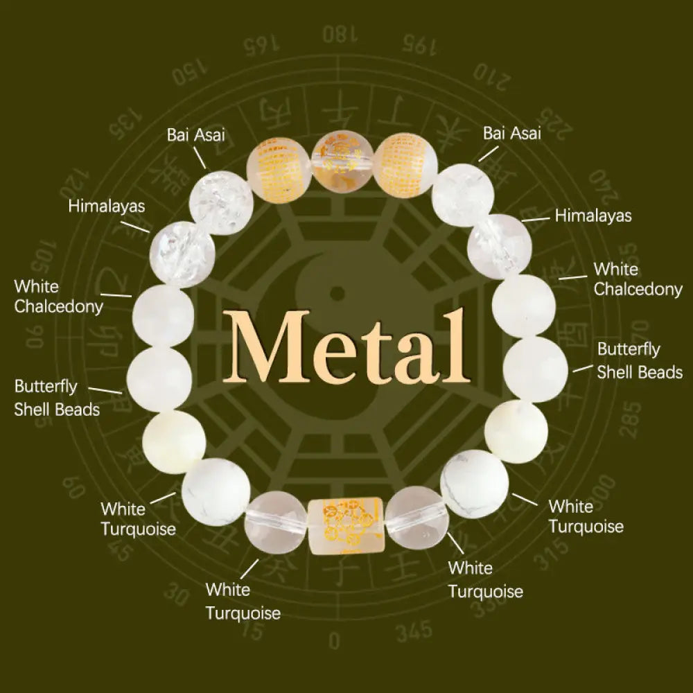 Buddha Stones Five Elements God Of Wealth Various Crystal Agate Wealth Luck Bracelet - BWOOOH - Metal(8mm) - Bracelet