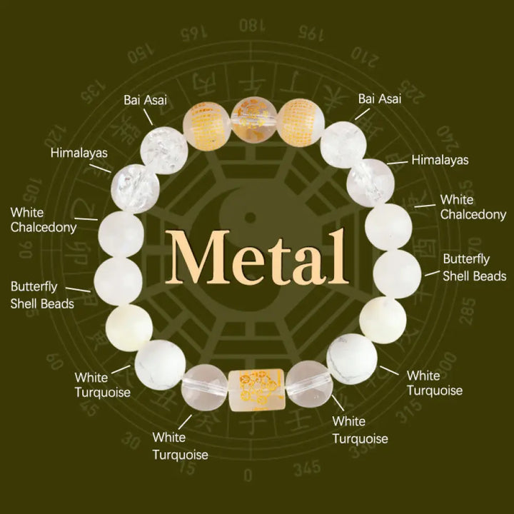 Buddha Stones Five Elements God Of Wealth Various Crystal Agate Wealth Luck Bracelet - BWOOOH - Metal(8mm) - Bracelet