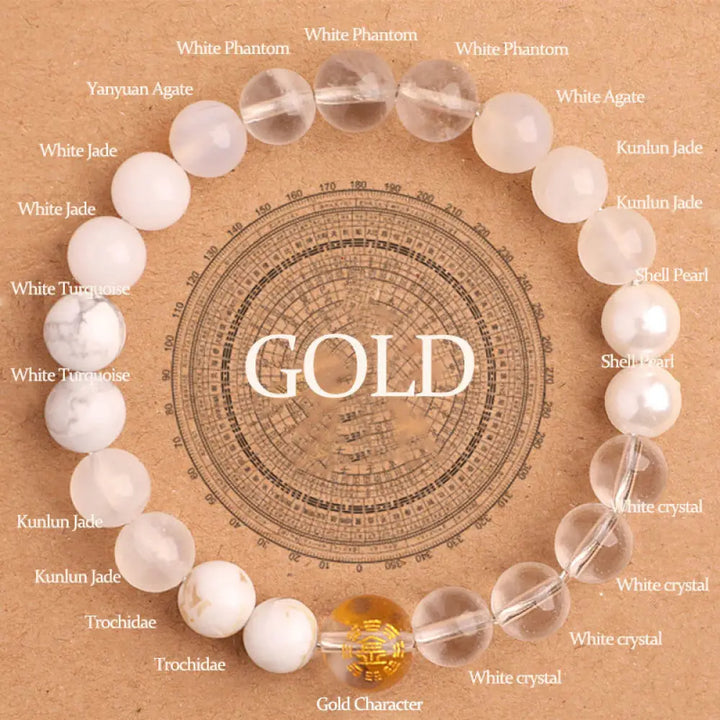 BWOOOH Five Elements Various Agate Balance Luck Bracelet - BWOOOH - Gold(Wrist Circumference: 14-16cm) / 8mm