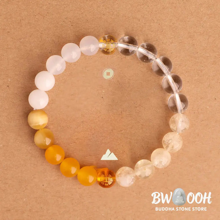 Buddha Stones Five Elements Various Agate Crystal Black Onyx Green Chalcedony Aquamarine Wisdom Bracelet - BWOOOH