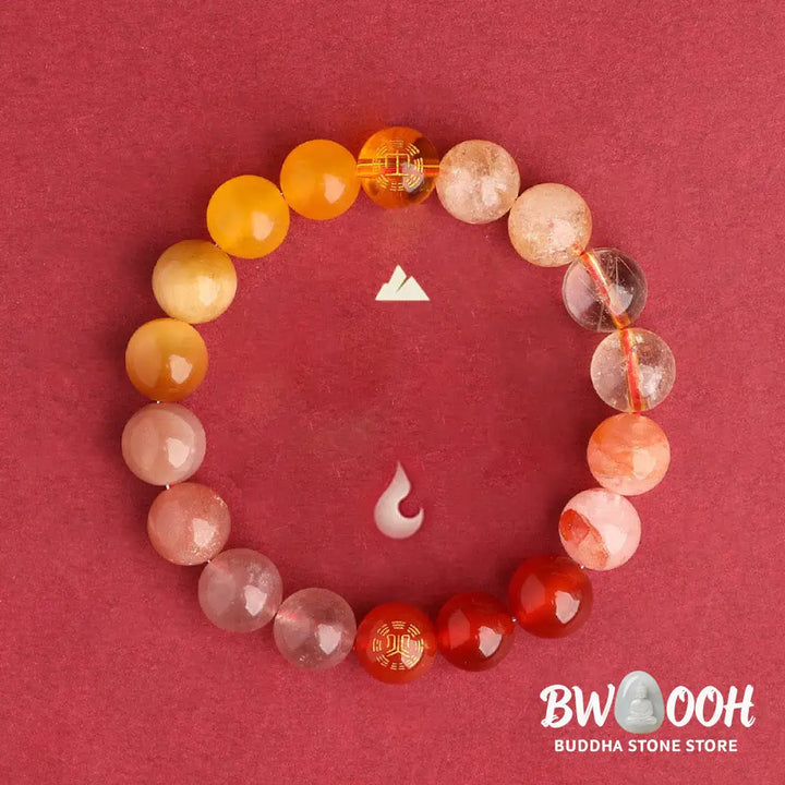 Buddha Stones Five Elements Various Agate Crystal Black Onyx Green Chalcedony Aquamarine Wisdom Bracelet - BWOOOH