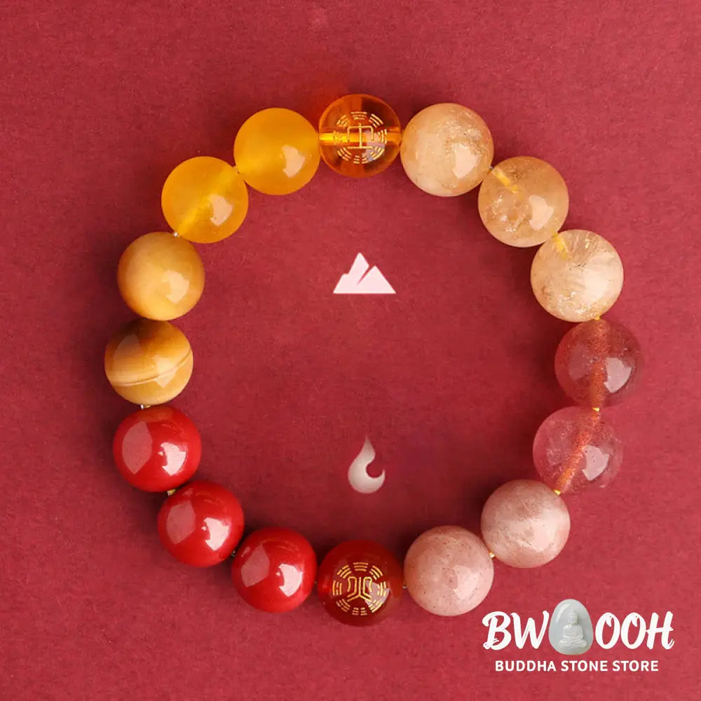 Buddha Stones Five Elements Various Agate Crystal Black Onyx Green Chalcedony Aquamarine Wisdom Bracelet - BWOOOH