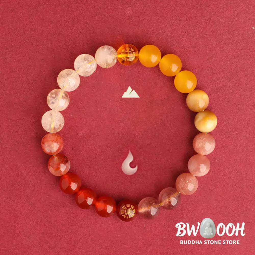 Buddha Stones Five Elements Various Agate Crystal Black Onyx Green Chalcedony Aquamarine Wisdom Bracelet - BWOOOH