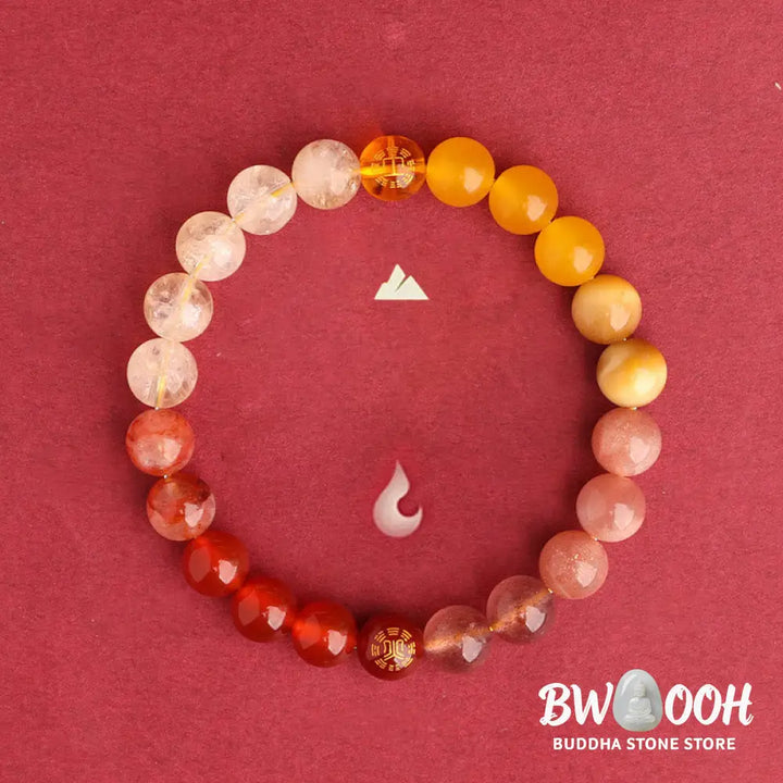 Buddha Stones Five Elements Various Agate Crystal Black Onyx Green Chalcedony Aquamarine Wisdom Bracelet - BWOOOH