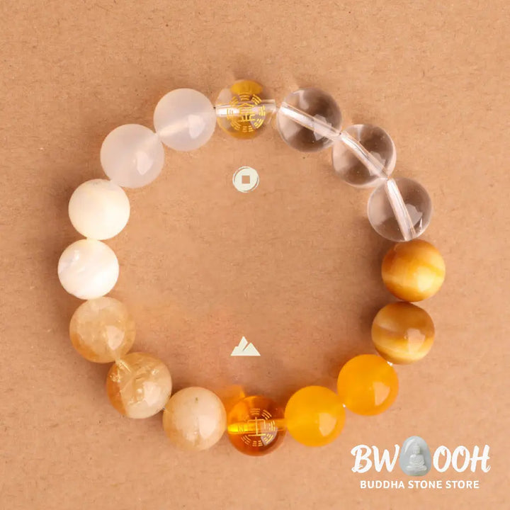 Buddha Stones Five Elements Various Agate Crystal Black Onyx Green Chalcedony Aquamarine Wisdom Bracelet - BWOOOH