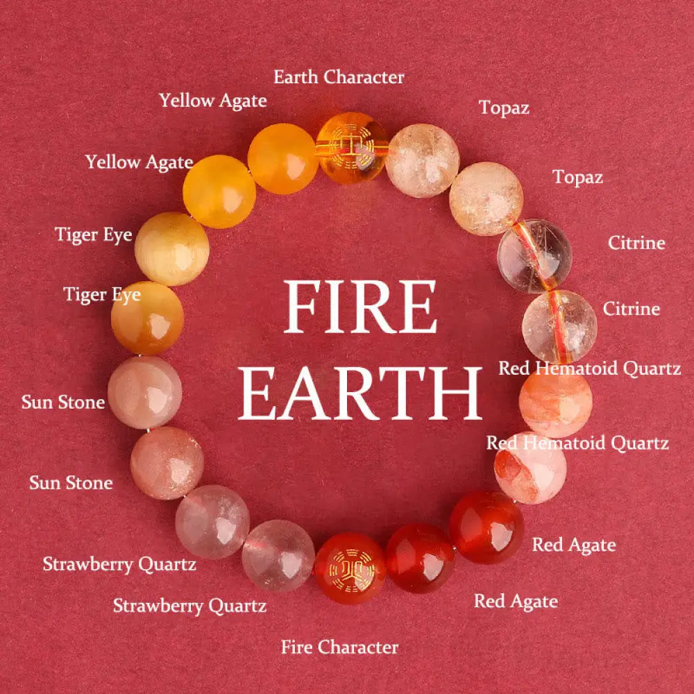 Buddha Stones Five Elements Various Agate Crystal Black Onyx Green Chalcedony Aquamarine Wisdom Bracelet - BWOOOH