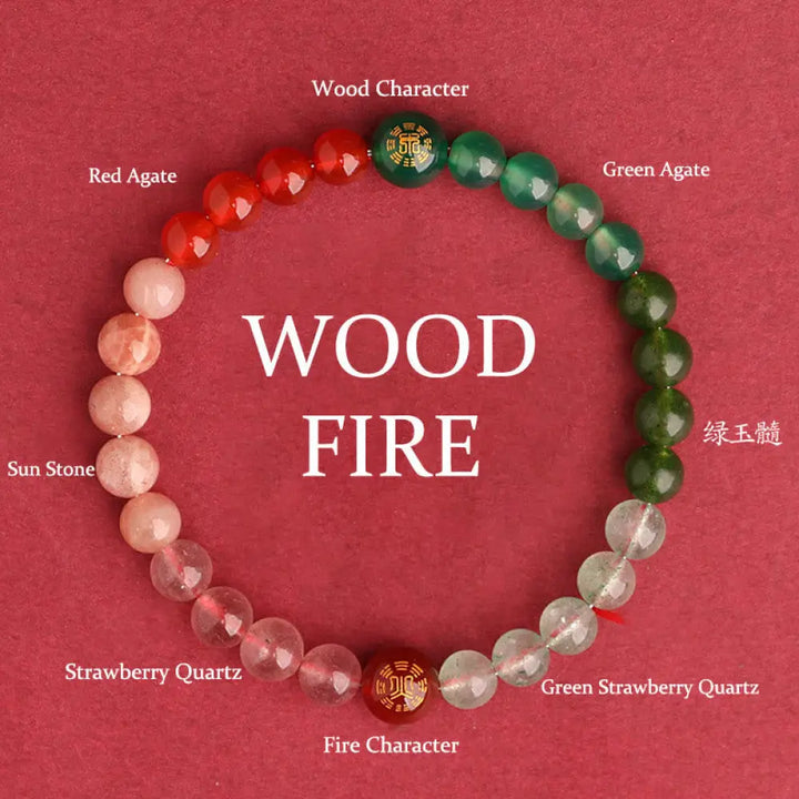 Buddha Stones Five Elements Various Agate Crystal Black Onyx Green Chalcedony Aquamarine Wisdom Bracelet - BWOOOH