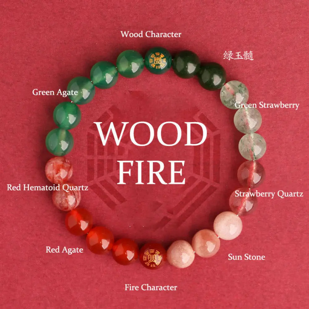 Buddha Stones Five Elements Various Agate Crystal Black Onyx Green Chalcedony Aquamarine Wisdom Bracelet - BWOOOH