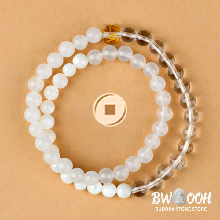 Buddha Stones Five Elements Various Agate Crystal Chalcedony White Crystal White Agate Luck Bracelet - BWOOOH - Bracelet