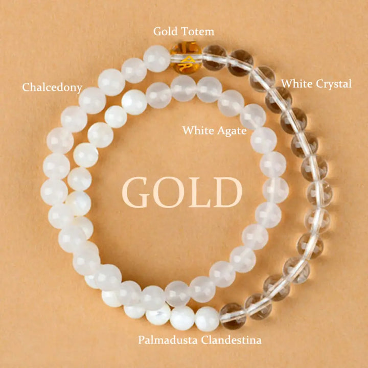 BWOOOH Five Elements Various Agate Crystal Chalcedony White Crystal White Agate Luck Bracelet - BWOOOH