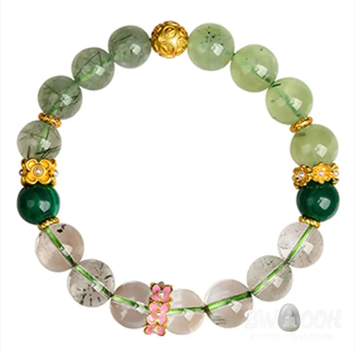 Buddha Stones Five Elements Various Agate Crystal Green Phantom Rutilated Quartz Green Grape Agate Malachite Luck