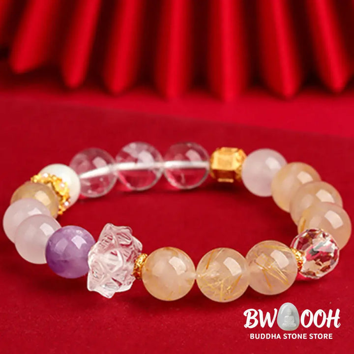 Buddha Stones Five Elements Various Agate Crystal Green Phantom Rutilated Quartz Green Grape Agate Malachite Luck