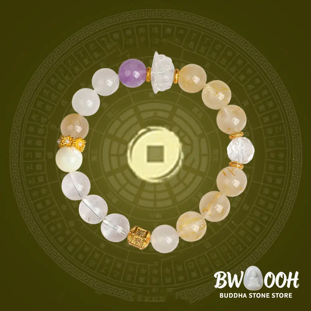 Buddha Stones Five Elements Various Agate Crystal Green Phantom Rutilated Quartz Green Grape Agate Malachite Luck