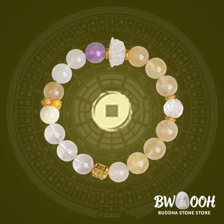 Buddha Stones Five Elements Various Agate Crystal Green Phantom Rutilated Quartz Green Grape Agate Malachite Luck