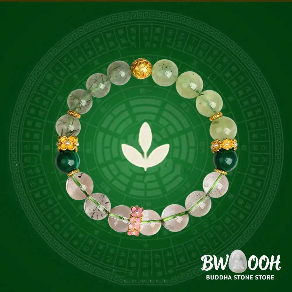 Buddha Stones Five Elements Various Agate Crystal Green Phantom Rutilated Quartz Green Grape Agate Malachite Luck
