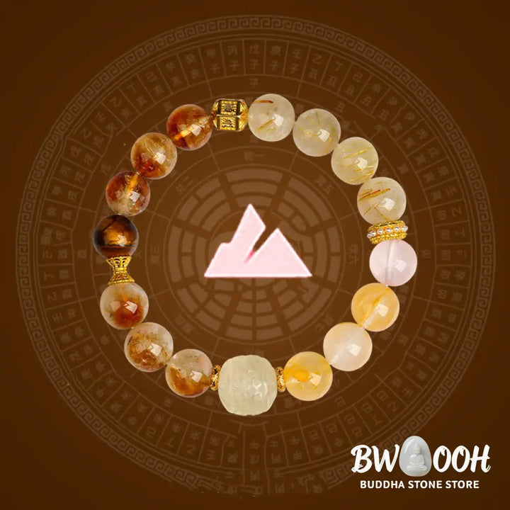 Buddha Stones Five Elements Various Agate Crystal Green Phantom Rutilated Quartz Green Grape Agate Malachite Luck