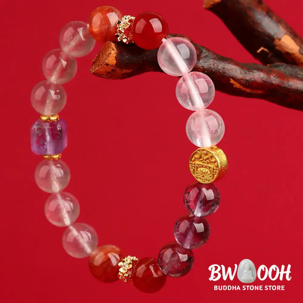 Buddha Stones Five Elements Various Agate Crystal Green Phantom Rutilated Quartz Green Grape Agate Malachite Luck
