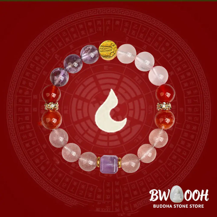 Buddha Stones Five Elements Various Agate Crystal Green Phantom Rutilated Quartz Green Grape Agate Malachite Luck