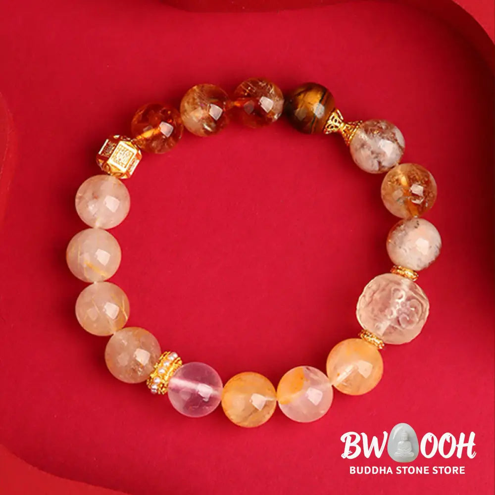 Buddha Stones Five Elements Various Agate Crystal Green Phantom Rutilated Quartz Green Grape Agate Malachite Luck