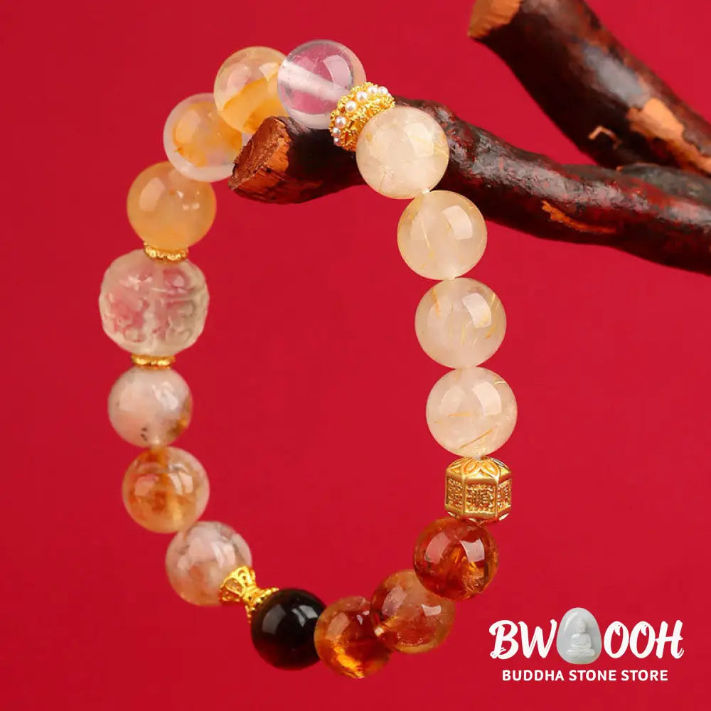 Buddha Stones Five Elements Various Agate Crystal Green Phantom Rutilated Quartz Green Grape Agate Malachite Luck