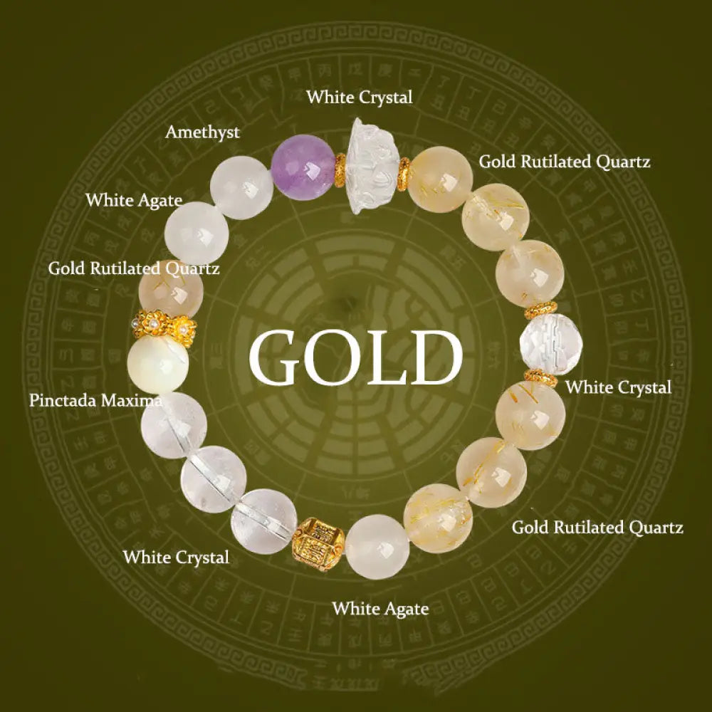 Buddha Stones Five Elements Various Agate Crystal Green Phantom Rutilated Quartz Green Grape Agate Malachite Luck