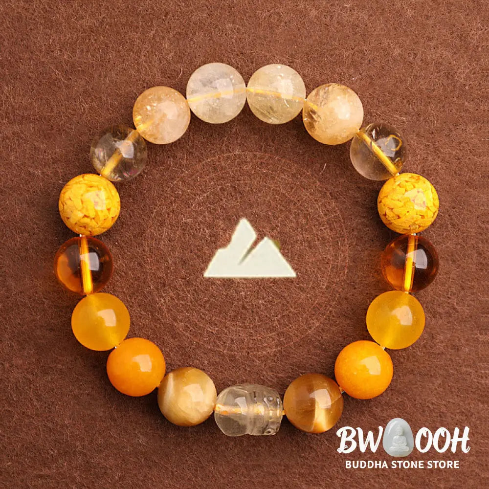 Buddha Stones Five Elements Various Agate Crystal Green Strawberry Quartz Moss Agate Green Phantom Luck Bracelet