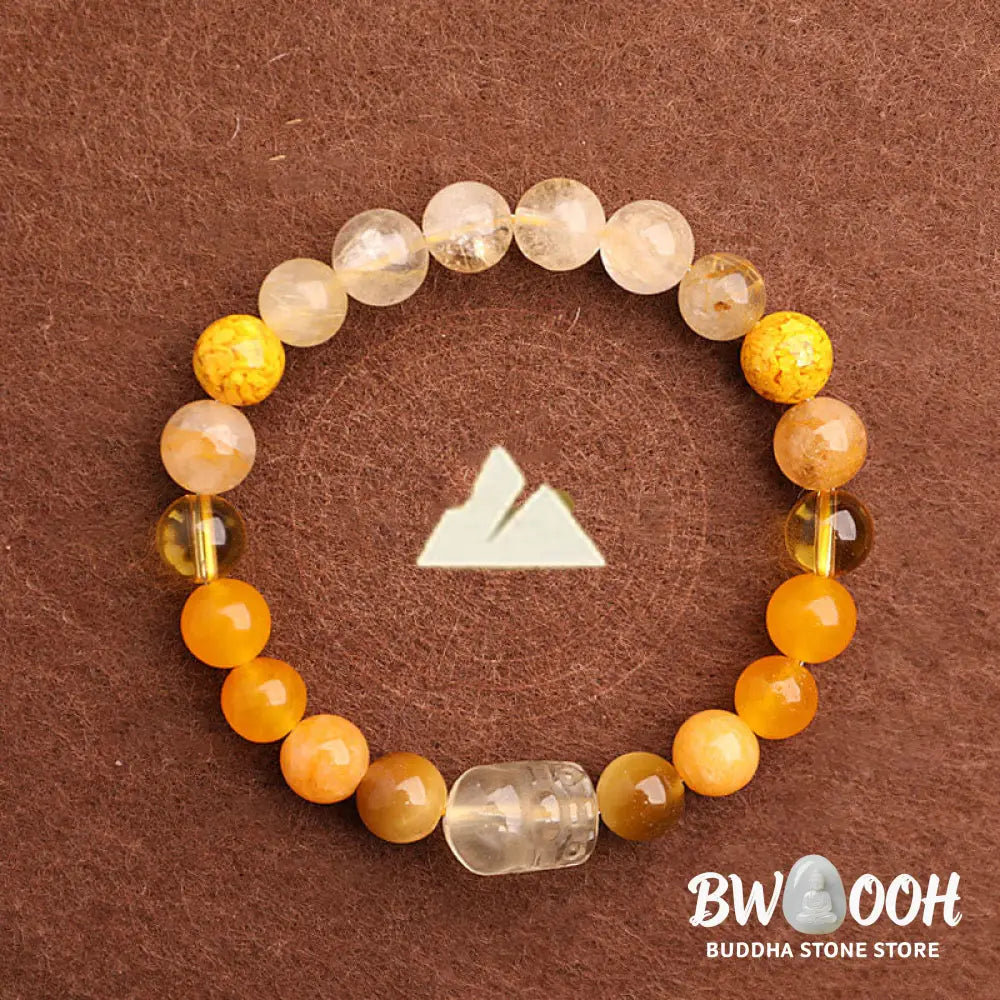 Buddha Stones Five Elements Various Agate Crystal Green Strawberry Quartz Moss Agate Green Phantom Luck Bracelet