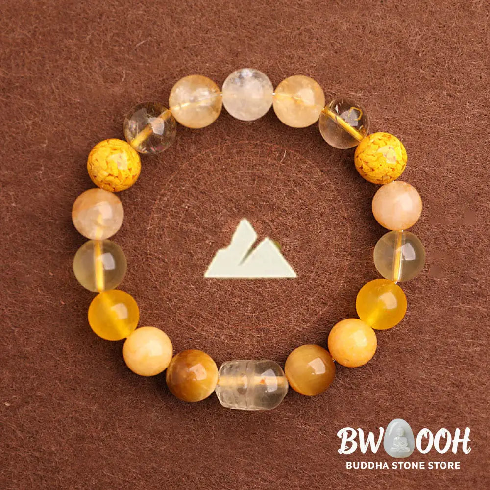Buddha Stones Five Elements Various Agate Crystal Green Strawberry Quartz Moss Agate Green Phantom Luck Bracelet