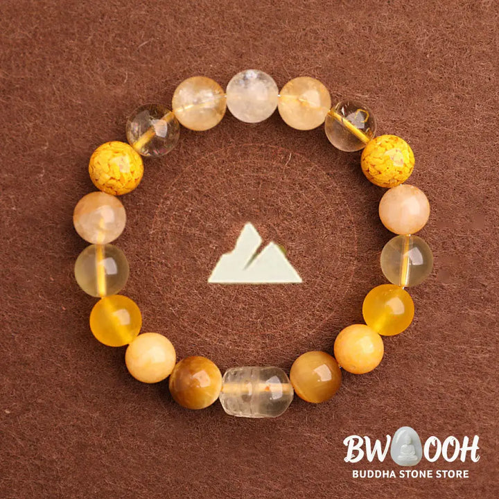 Buddha Stones Five Elements Various Agate Crystal Green Strawberry Quartz Moss Agate Green Phantom Luck Bracelet