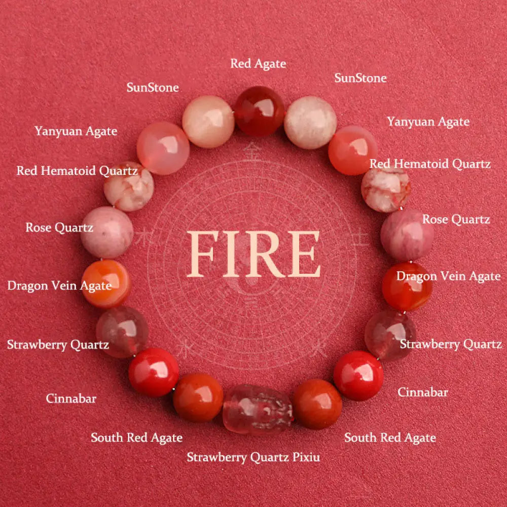 Buddha Stones Five Elements Various Agate Crystal Green Strawberry Quartz Moss Agate Green Phantom Luck Bracelet