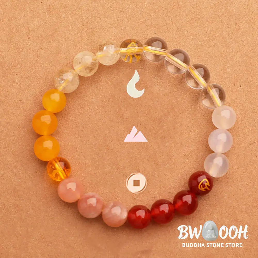 Buddha Stones Five Elements Various Agate Crystal Green Strawberry Quartz Sun Stone Wealth Bracelet - BWOOOH - Bracelet