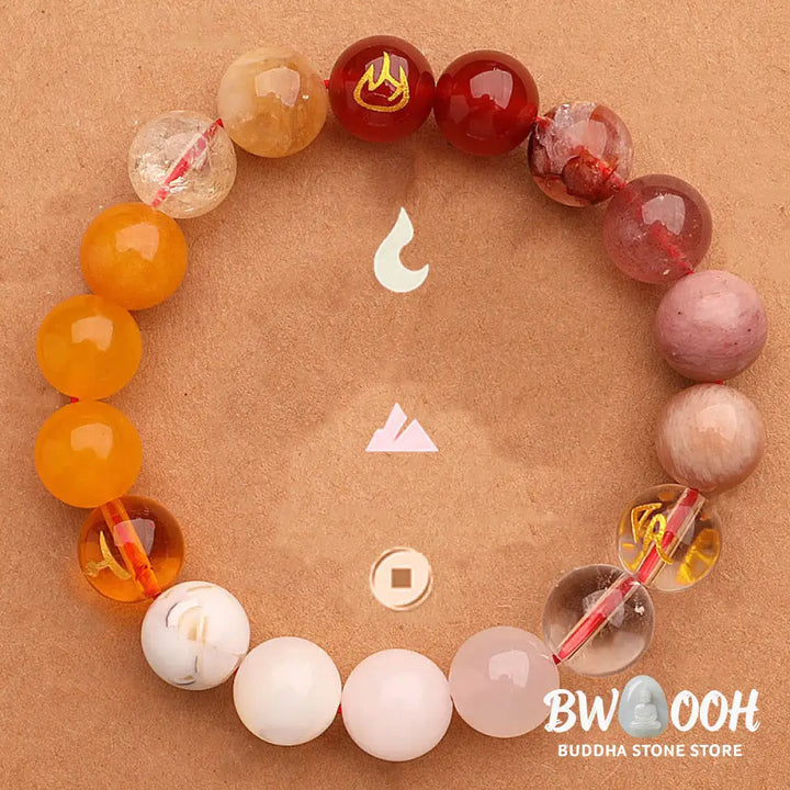 Buddha Stones Five Elements Various Agate Crystal Green Strawberry Quartz Sun Stone Wealth Bracelet - BWOOOH - Bracelet